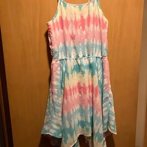 Colorful handkerchief hem sundress